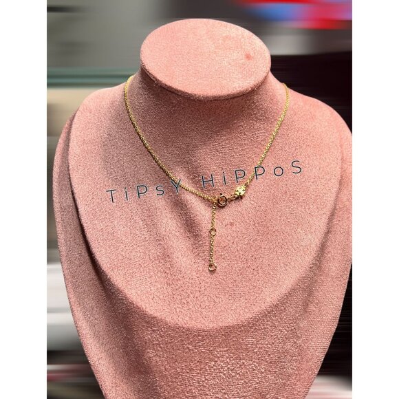 Tory Burch White and Gold Heart Logo Pendant Necklace - Picture 5 of 5